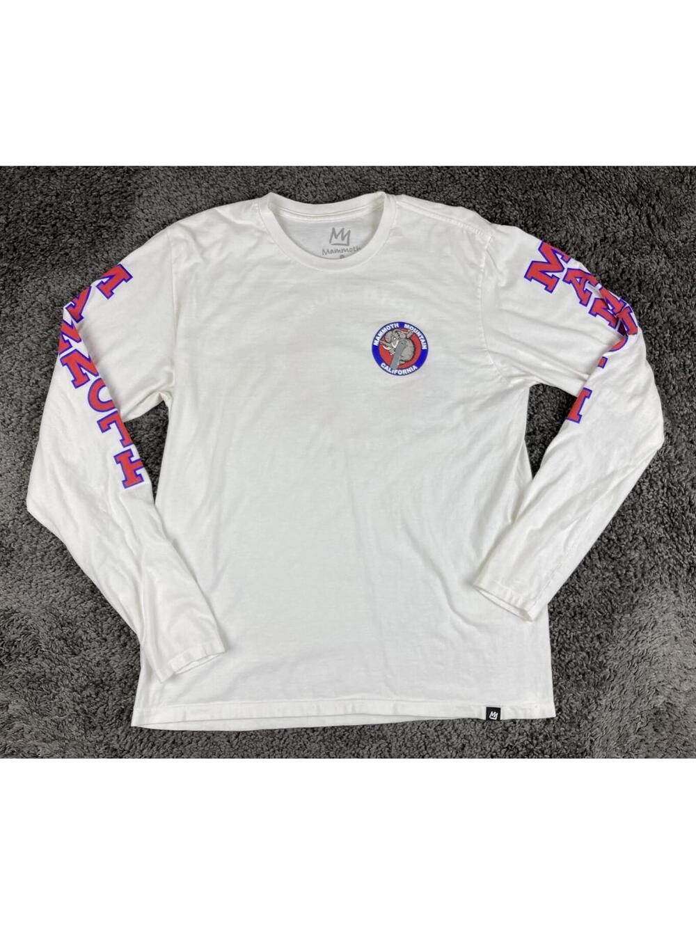 Mammoth Mountain California Long Sleeve Shirt Mens White Snowboard Graphic Sz L